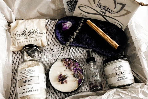 Natural + Vegan Crystal Infused DELUXE Wellness Box | Self-Care for Body + Mind + Spirit