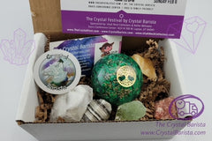 Crystal healing subscription box by Crystal Barista. with incredible gems, minerals, crystal rocks, and tools. The perfect gift. 