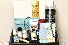 Items inside the 555 ritual box talisman, incense, candle, herbs, spray, instructions, spiritual bath 