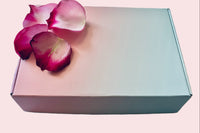 colorful box with flowers - shows the outside of the subscription box