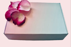 colorful box with flowers - shows the outside of the subscription box