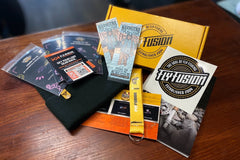 Spring 2023 Gear Box including 18 flies to tie, Karmik Outdoors gear tags, Fly Fusion Key fob, Fly Fusion Beanie, IF4 tickets and MORE!