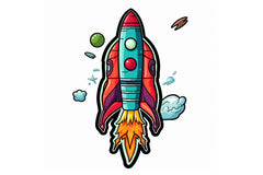 Example sticker from our box. Monthly themes vary; each box includes 15 high-quality, fully laminated stickers.