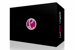 A closed LuvXXX Lingerie subscription box.