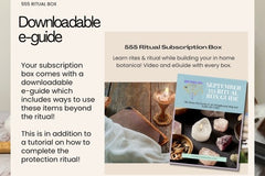 Downloadable eGuide information for 555 Ritual box comes with QR code and step by step instructions to complete rituals each month 