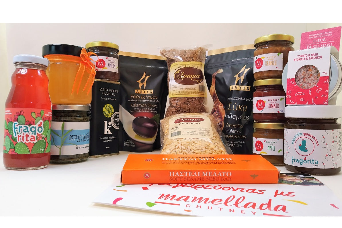 Greek delicious handcrafted local products in premium wooden gift box