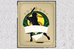 Softball greeting card with blank interior that you can customize with whatever text you want to include