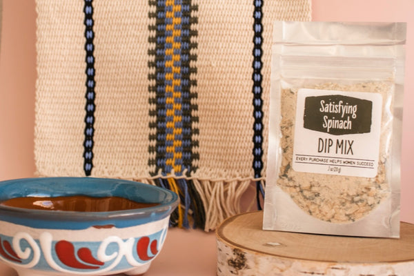 handmade fair trade artisan goods anchor of hope box photo includes bowl hand crafted in Mexico and a dip mix crafted by women in the USA