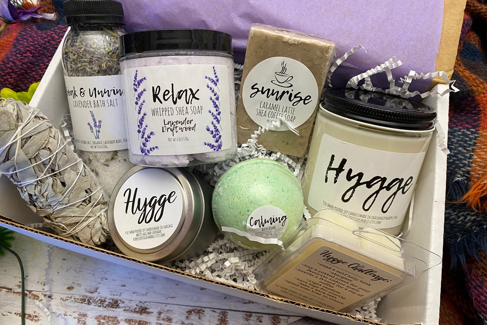 Deluxe Artisan Handcrafted  Self Care Spa Candle and Bath Box