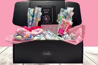 Eves box! Has your every month periods needs. Includes tampons/Pads, Panty liners and 3 self care items. 