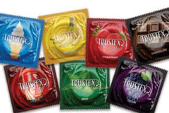 stand alone picture of all the flavored condoms in the box
