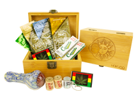 A Hakuna Supply subscription box filled with eco-friendly stone bundles including rolling papers, hemp wick rolls and more.