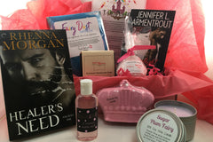 Bubbles & Books subscription box featuring a romantic novel, handmade soap, and bath products for relaxation