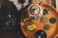 1/2 DECAFFEINATED 1/2 CAFFEINATED Indigo Moon Tea Co. Box