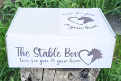 Image showing The Stable Box Subscription - White Box with Heart and Horse Logo. Love for you and your horse. 
