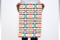100% cotton absorbent flour sack tea towel with a modern, exclusive and limited edition quilt pattern print. 