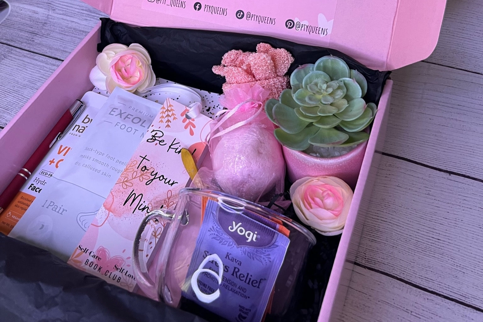 Each month, you'll receive a carefully selected collection of empowering tools, resources, and treats, all beautifully packaged.