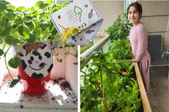 Oasis Box the Gardening subscription club for kids. This is one of Oasis Box happy members, hard at work. 
