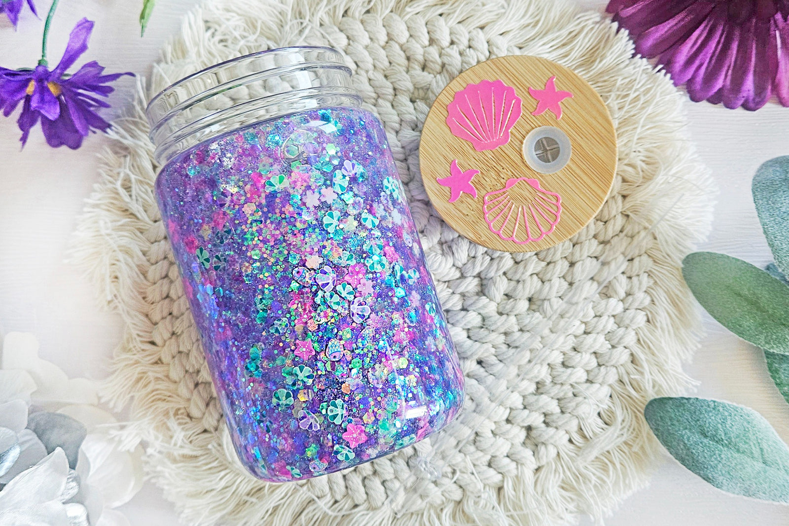 Snowglobe Mason Jar Glass Can Tumber Box