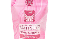 Laki Naturals Magnesium Bath Soaks in Lavender & Garden Rose, help relax, soothe and hydrate the mind and body.