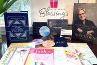 Bette's Box of Blessings subscription box featuring faith-themed items, including devotionals, cards, and inspirational gifts