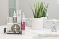 Root Journey Nourish and Clarify Facial Cleaner and Firm and Smooth Facial Serum. Vegan and Cruelty Free Leaping Bunny Certified. 