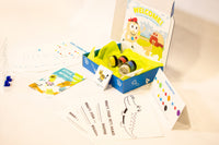 Angled view of Printston's Art Studio with all of the included elements including Paint Pet's and the Color Combo Pad.