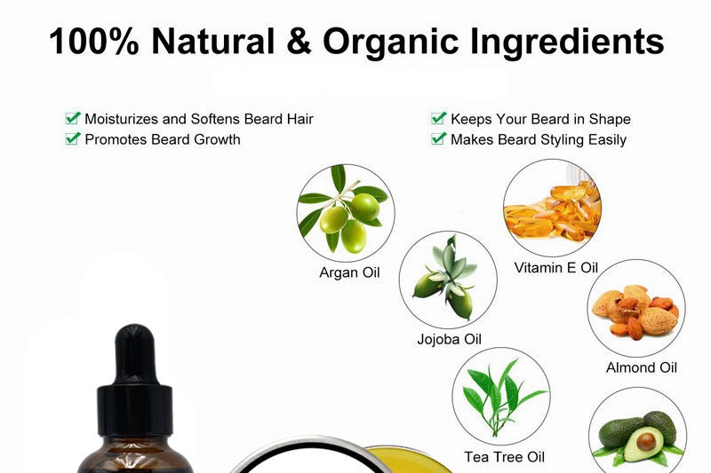 All Natural and Organic 6 in 1 Beard grooming care includes Oil|Balm|Wash|Brush|Comb| Scissor for men,father,boyfriend,husband,birthday gift