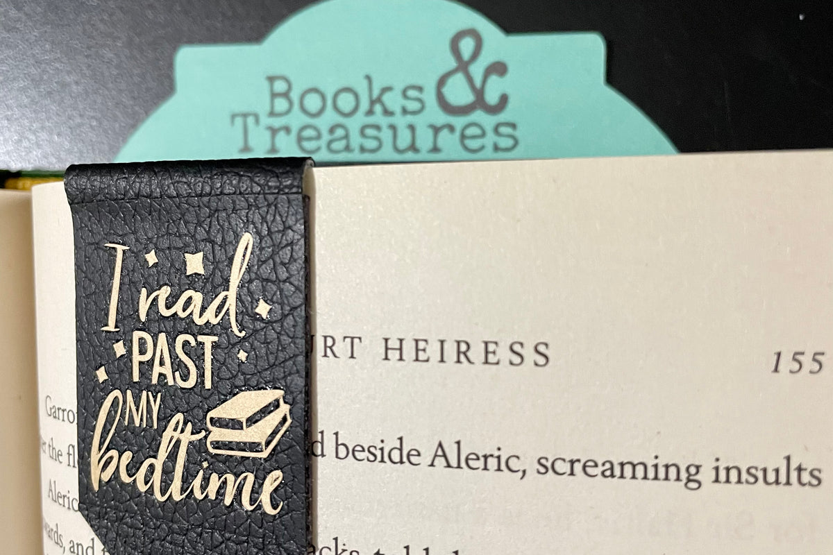 Image of Faux Leather & Vinyl Magnetic Bookmark “I Read Past my Bedtime”