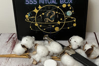 Items inside the 555 ritual box talisman, incense, candle, herbs, spray, instructions, spiritual bath