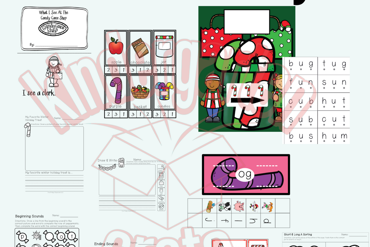 Image of Candy Cane Math and Literacy Centers (Digital Add On)