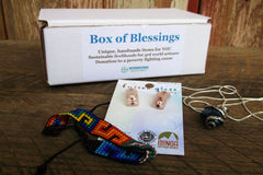 Peru & Ecuador Box of Blessings featuring handcut glass earrings, a stone necklace, and a beaded bracelet