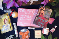 Bubbles & Books subscription box featuring a romantic novel, handmade soap, and bath products for relaxation