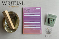 July Items: Abalone Shell + Palo Santo, The Chariot (remix) Enamel Pin, Self Love Daily Sticky Notepad