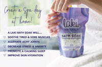Laki Naturals Lavender & Rose Magnesium Bath Soaks will soothe, calm, hydrate the mind, body and soul.