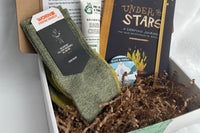 That Road Trip Mom's Escape and Explore Box: New Adventures. Includes Worn Brand Socks, Balsam hand Lotion, Camping Journal and Yeti Magnet.