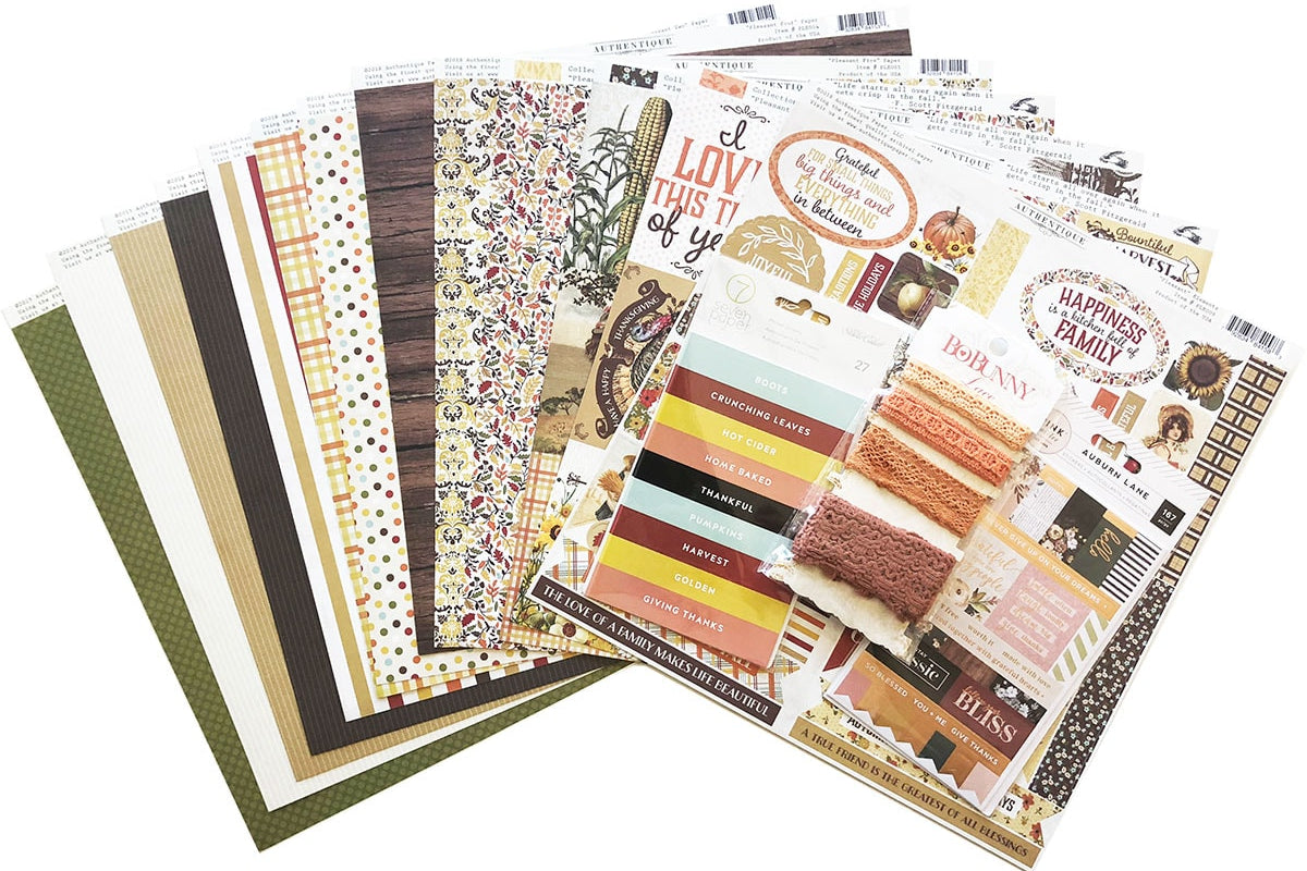 Image of Pleasant - Authentique Scrapbooking Kit With Added Embellishments