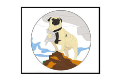This is the design of Vinny's November Trading Pin.  It' is based on the real-world photo of Vinny atop a boulder named, Faux Mt Camelback. 