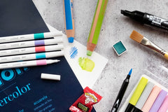 In every ArtSnacks quarterly box, you’ll receive 4-6 full-size, premium art supplies (a mix of individual products and full sets).