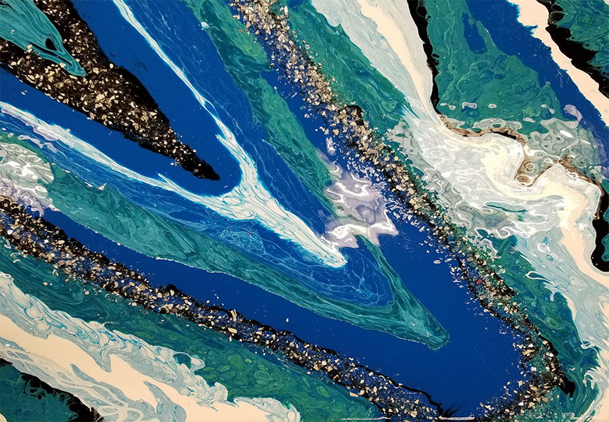 Image of Paint Pouring Geode on Canvas - Art Kit