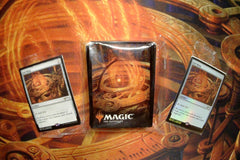 Mythic Boxes can contain additional surprise items and singles such as these Magic Fest exclusive Sol Ring sleeves and cards.