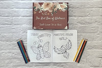 The Stress Relief Adult Coloring Book Box will include a book, an adult coloring book, colored pencils, as well as 2 - 3 self-care products.
