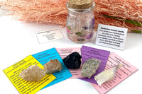 Beautiful raw stones, polished stones, cut stones, and natural crystals. This box is a mix of all the ways we enjoy crystals. 