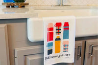 tea towelwith different thermos prints