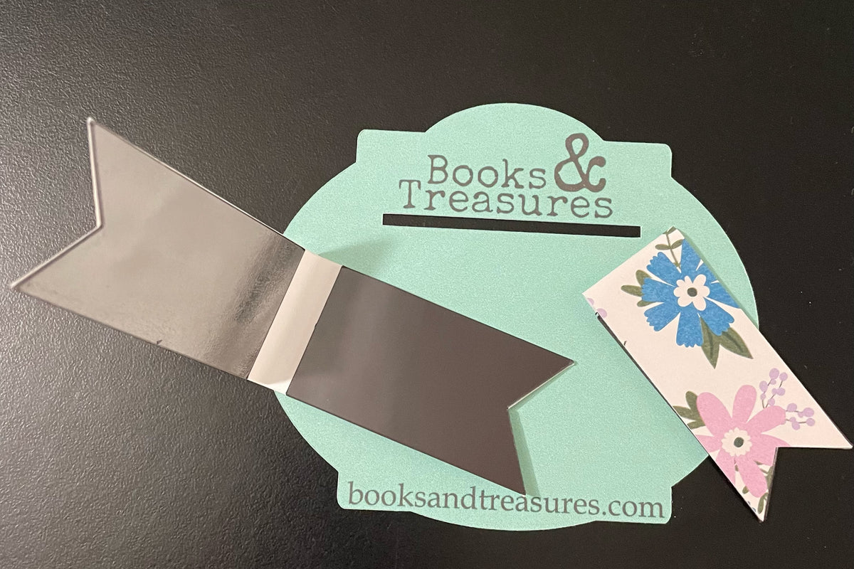 Image of Handmade Floral Magnetic Bookmarks Pink, Blue, and Gold