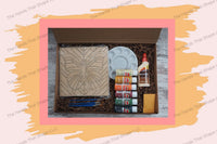 Unpack the DIY kit, thoughtfully curated with everything needed to create the captivating Butterfly on Chevron art piece.