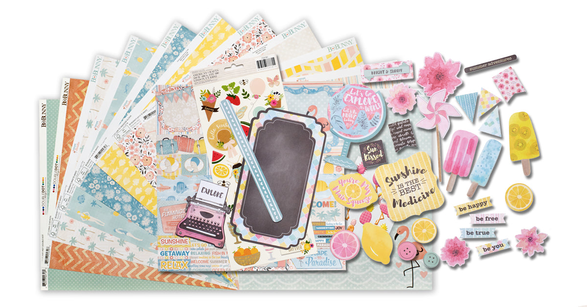 Image of Escape to Paradise Collection - Bo Bunny Scrapbooking Kit with Embellishments
