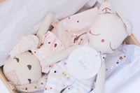 Exclusive Subscription of two handmade fabric dolls for children.