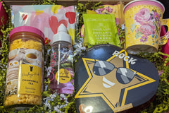 February 2022 My Fragrant Life Deluxe box featuring Chamomile Tea wax melts and room spray along with self care items and tea