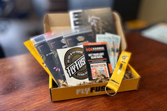Spring 2023 Gear Box including 18 flies to tie, Karmik Outdoors gear tags, Fly Fusion Key fob, Fly Fusion Beanie, IF4 tickets and MORE!